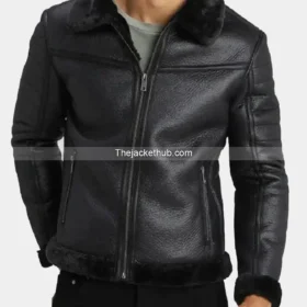 Brave Black Shearling Leather Jacket