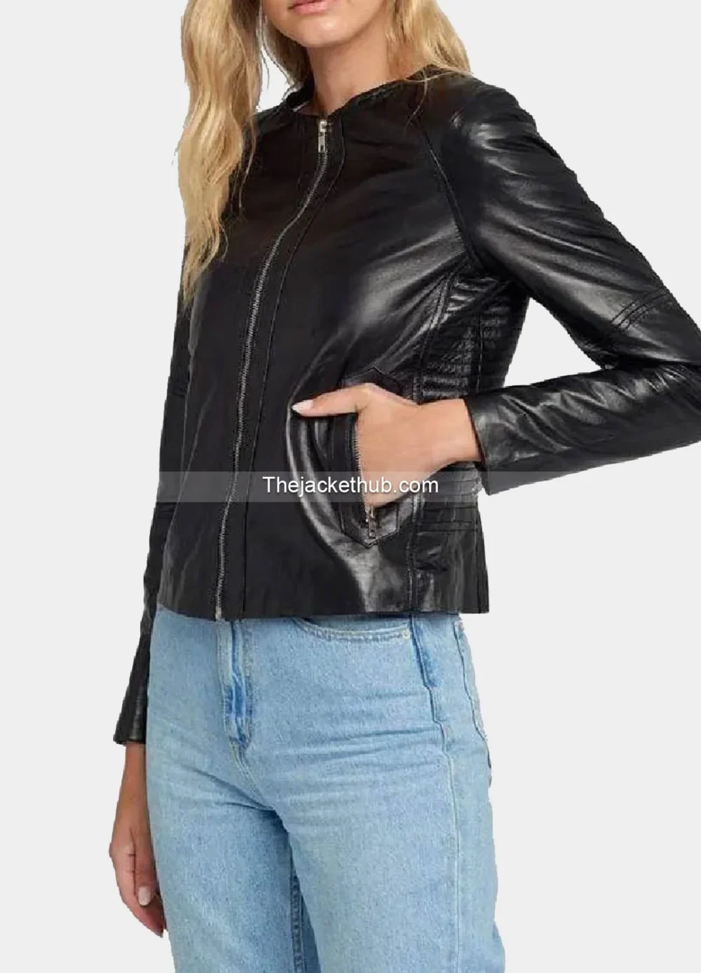 Classic-Crew-Neck-Black-Leather-Jacket