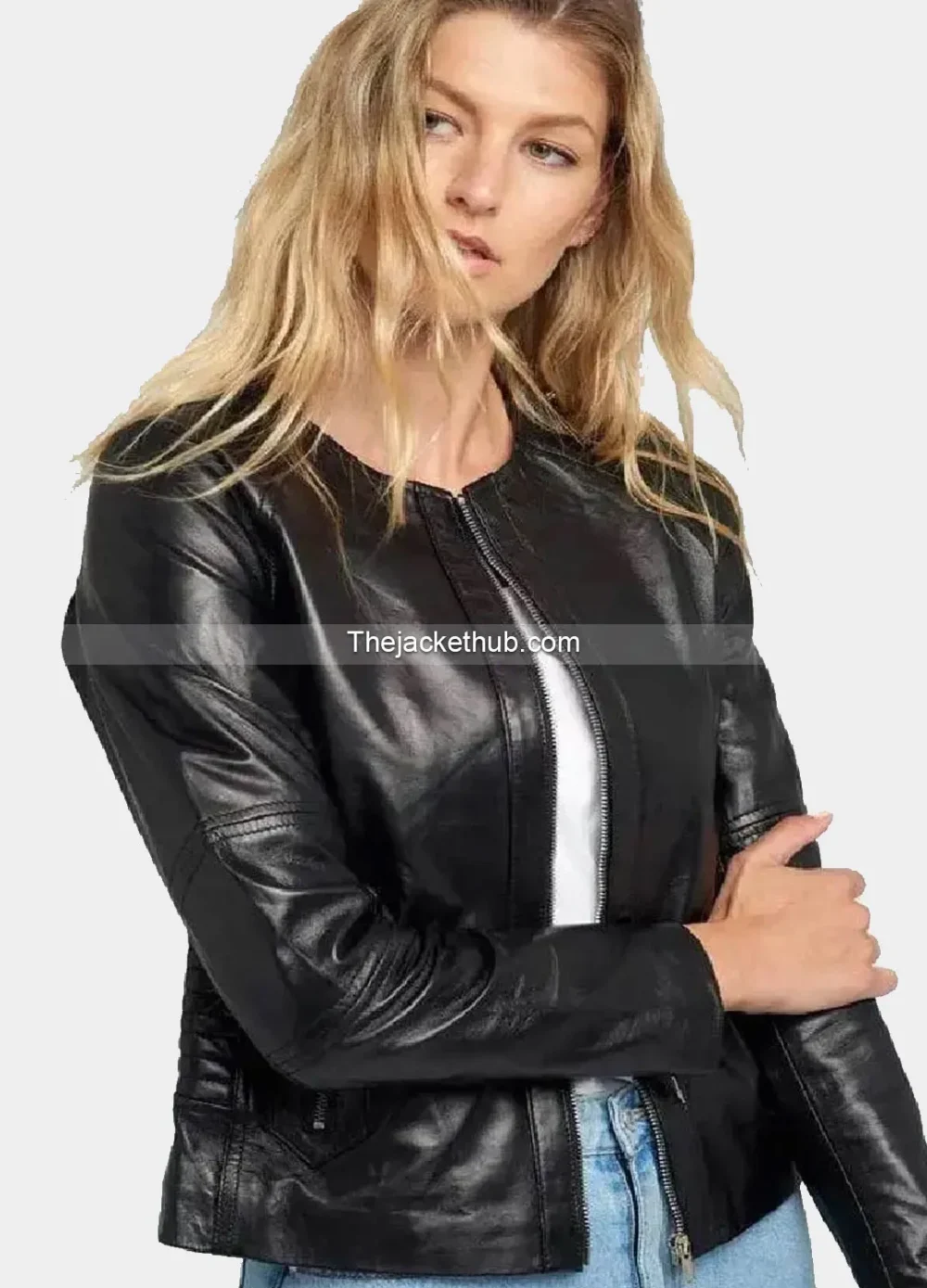 Classic-Crew-Neck-Black-Leather-Jacket