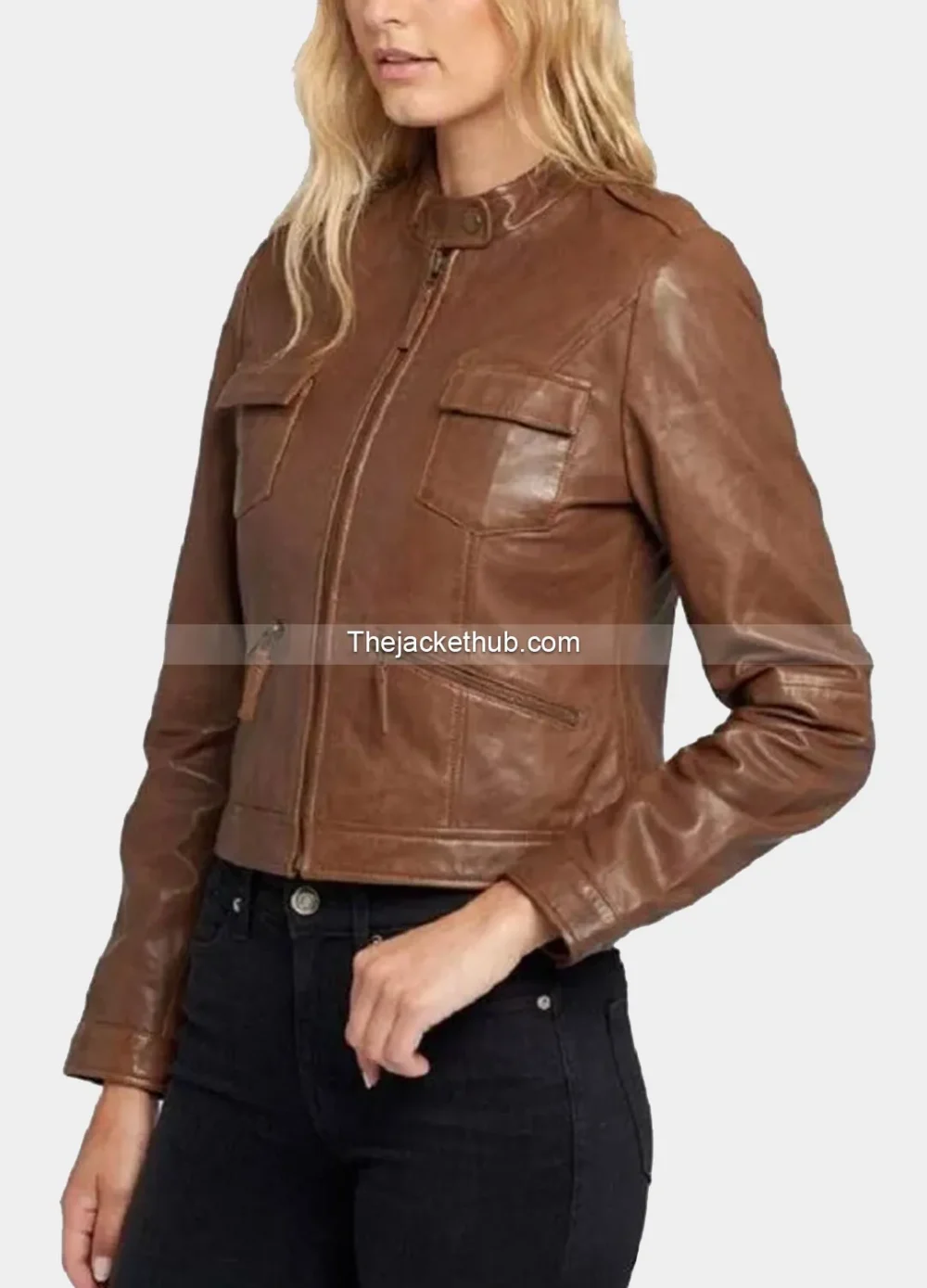 Indiana-Brown-Cafe-Racer-Women’s-Leather-Jacket