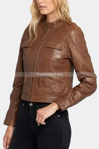 Indiana-Brown-Cafe-Racer-Women’s-Leather-Jacket