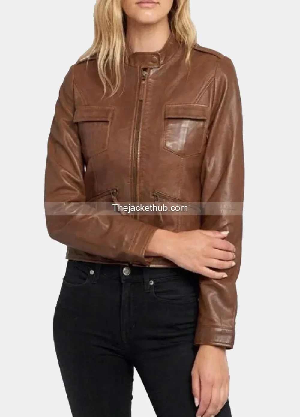Indiana-Brown-Cafe-Racer-Women’s-Leather-Jacket