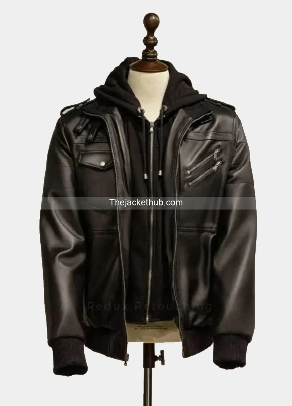 Men’s-Black-Bomber-Leather-Jacket-with-Hood