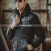 Men’s-Black-Bomber-Leather-Jacket-with-Hood