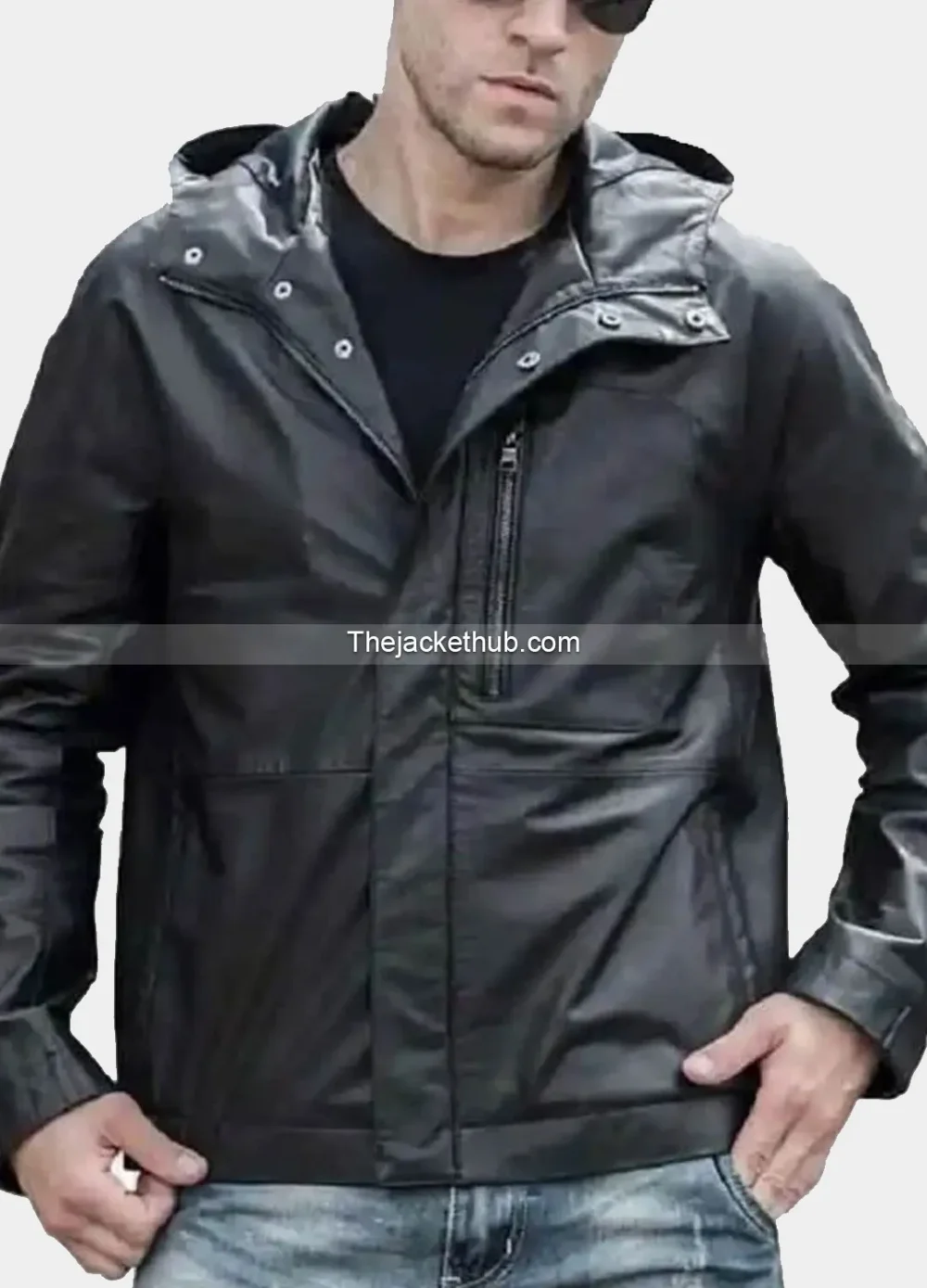 Men’s-Black-Cowhide-Leather-Jacket-with-Hood