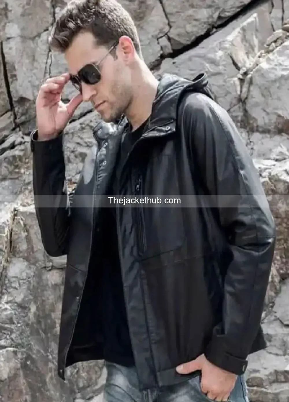 Men’s-Black-Cowhide-Leather-Jacket-with-Hood
