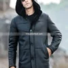 Men’s-Black-Shearling-Leather-Trench-Coat-with-Hood