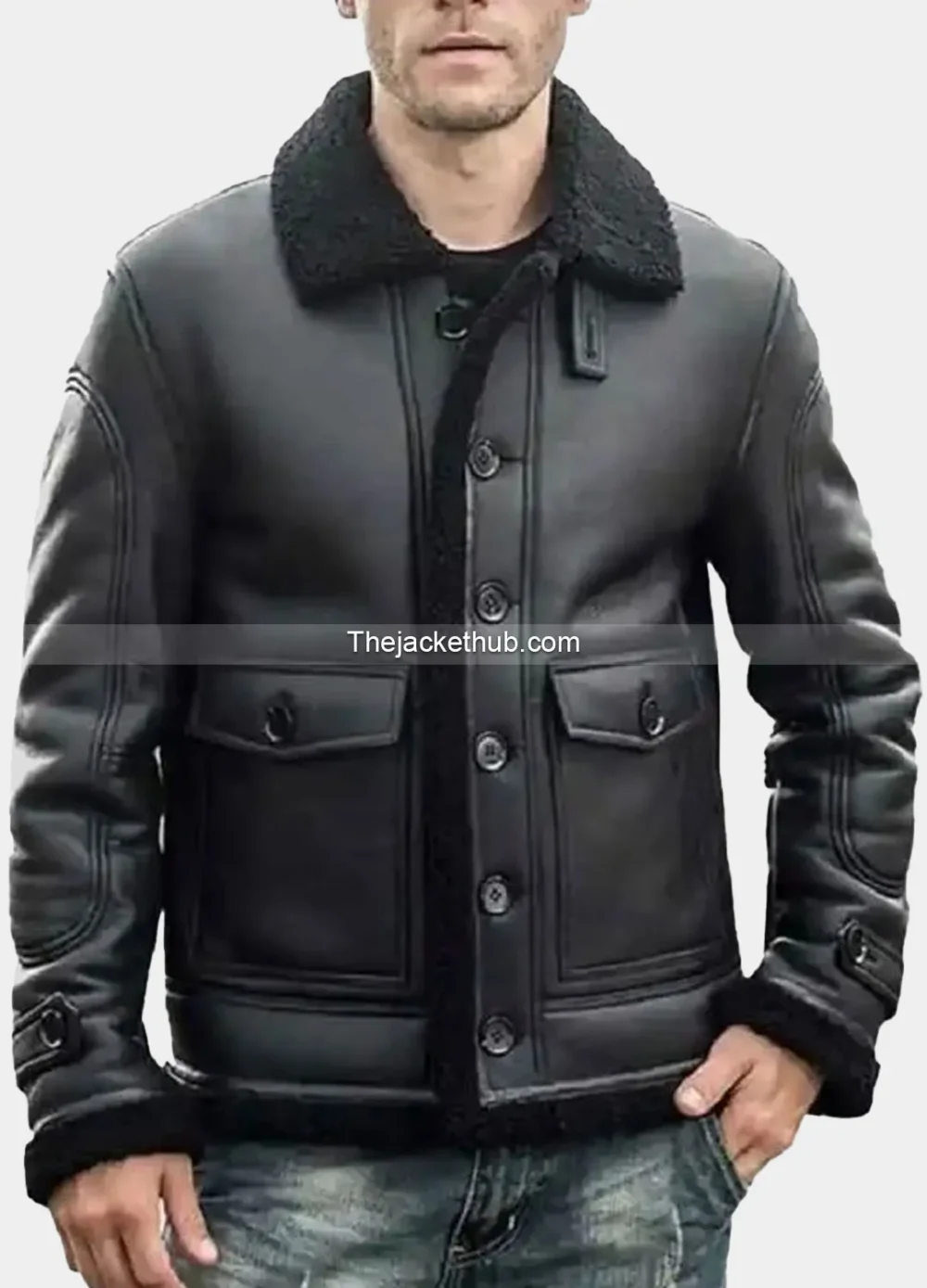 Men’s-Black-Sheepskin-Shearling-Leather-Jacket