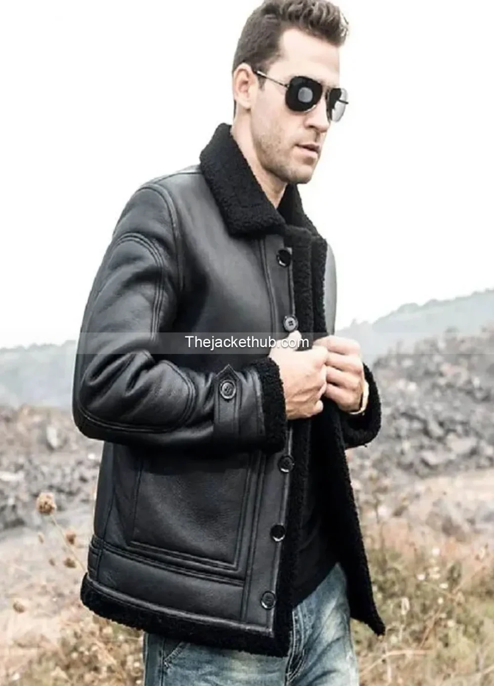 Men’s-Black-Sheepskin-Shearling-Leather-Jacket