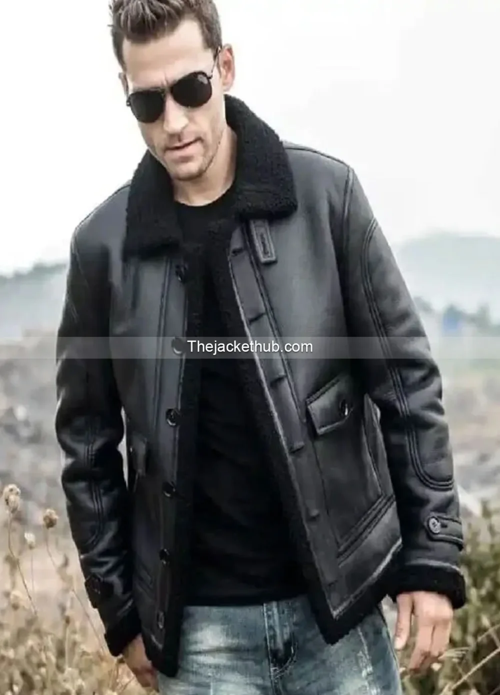 Men’s-Black-Sheepskin-Shearling-Leather-Jacket