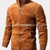 Men’s-Brown-Suede-Leather-Bomber-Jacket