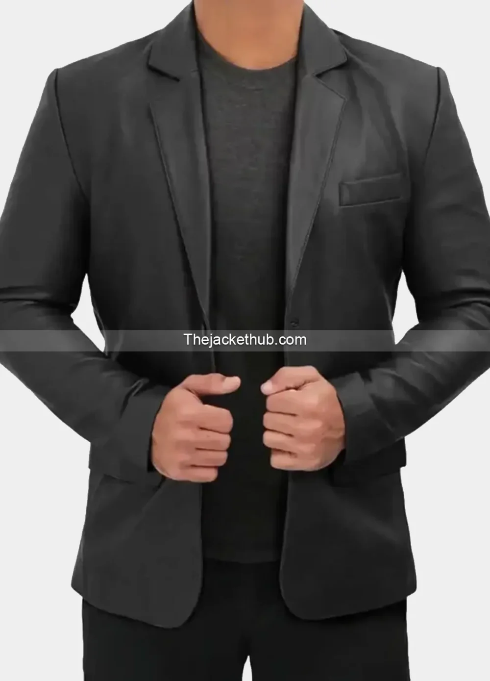 Men’s-Casual-Black-Leather-Blazer
