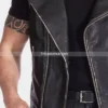 Men’s-Distressed-Black-Leather-Biker-Vest