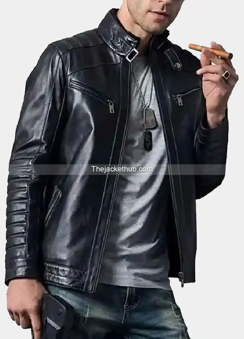 Men’s-Genuine-Sheepskin-Biker-Leather-Jacket