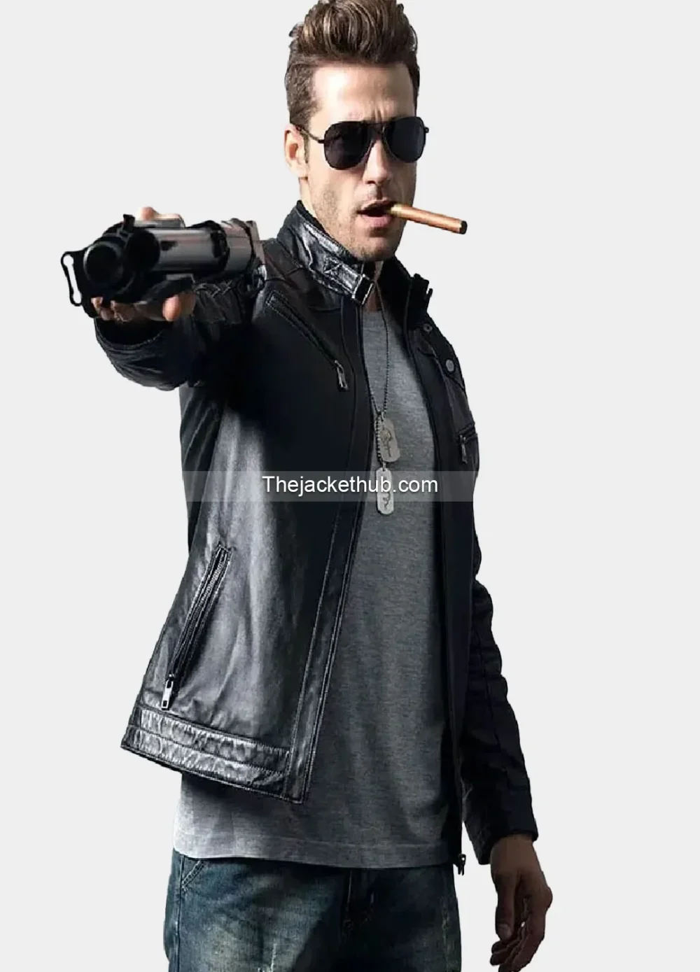 Men’s-Genuine-Sheepskin-Biker-Leather-Jacket