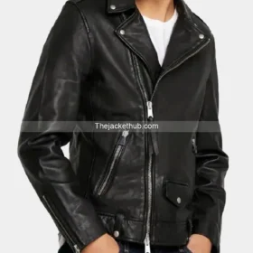 Milo Black Biker Lapel Collar Leather Jacket