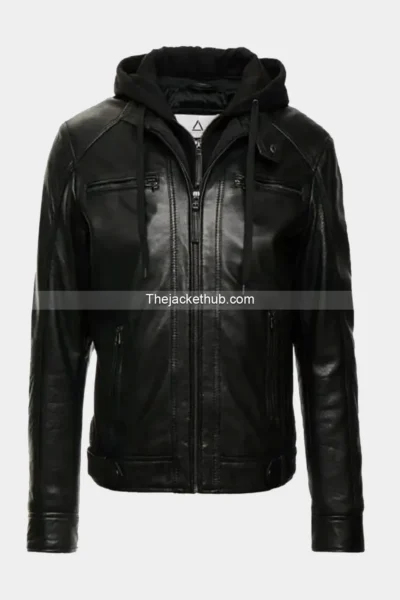 Nils-Black-Hooded-Biker-Leather-Jacket