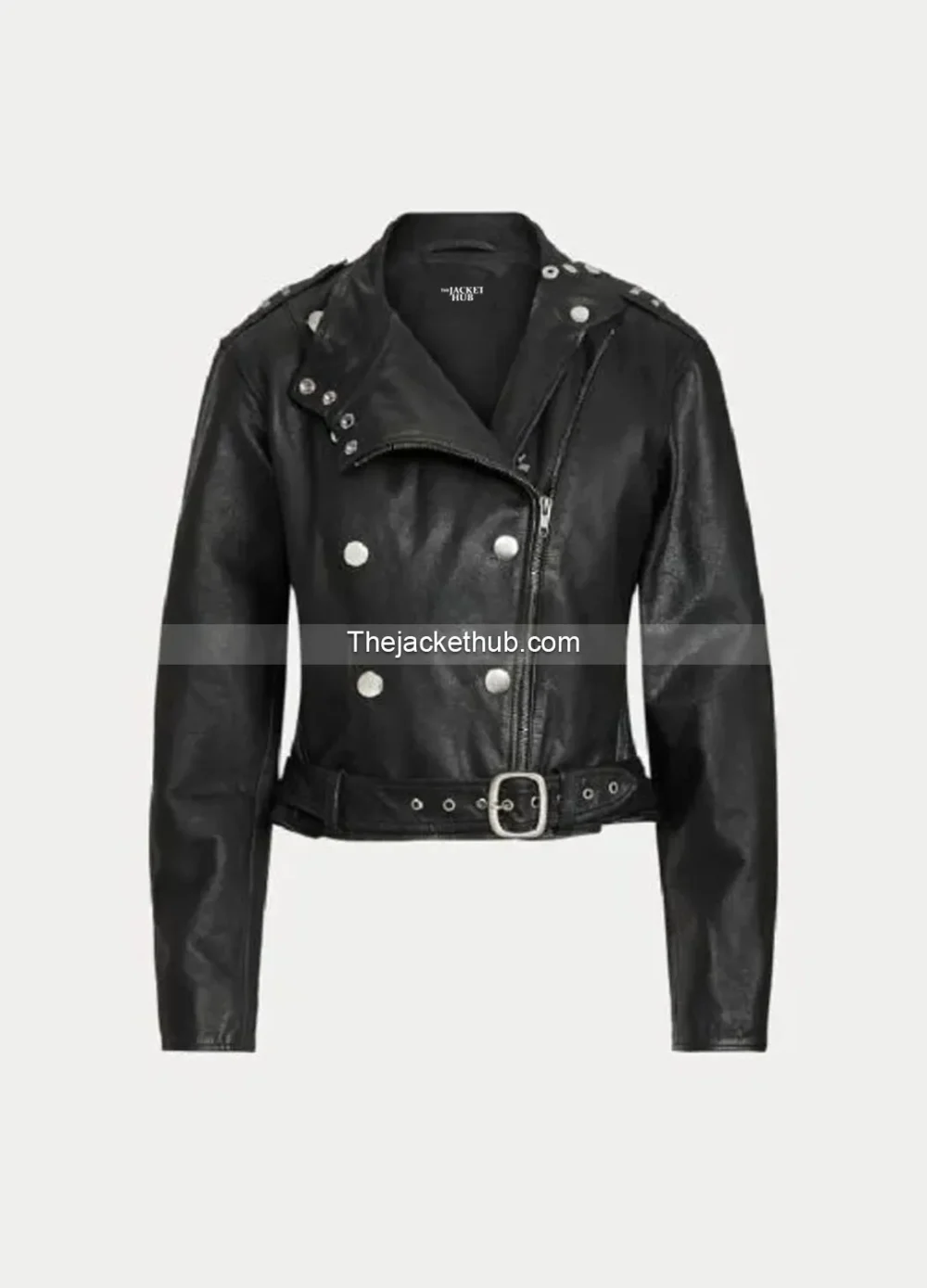 Women’s-Black-Belted-Sheepskin-Motorcycle-Leather-Jacket