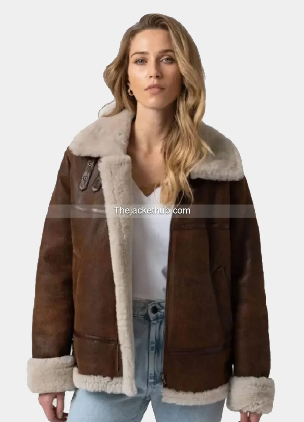 Women’s-Brown-B3-Bomber-Sheepskin-Leather-Jacket