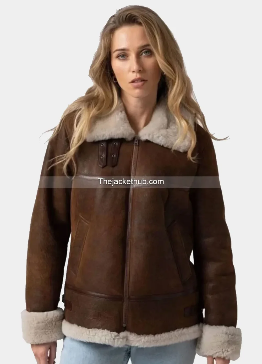 Women’s-Brown-B3-Bomber-Sheepskin-Leather-Jacket