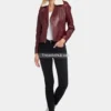 Women’s-Shearling-Fur-Collared-Maroon-Biker-Leather-Jacket