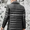 Boston-Men’s-Black-Real-Leather-Puffer-Coat-with-Fur-Collar