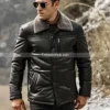 Men’s-Black-Real-Leather-Puffer-Coat-with-removable-Fur-Collar