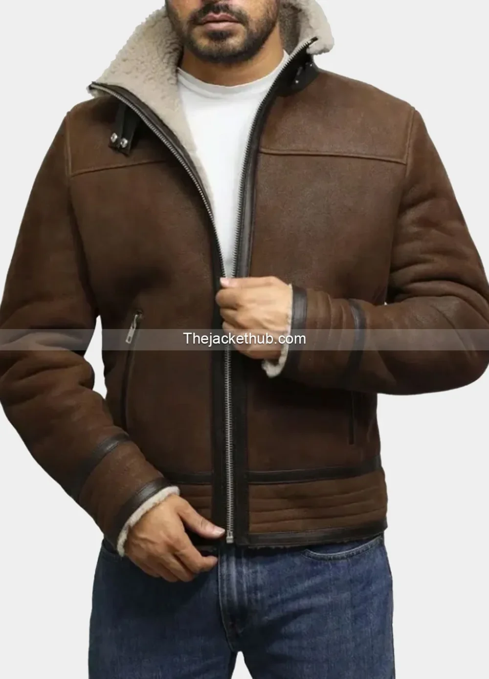 Men’s-Vintage-Brown-Shearling-Leather-Jacket