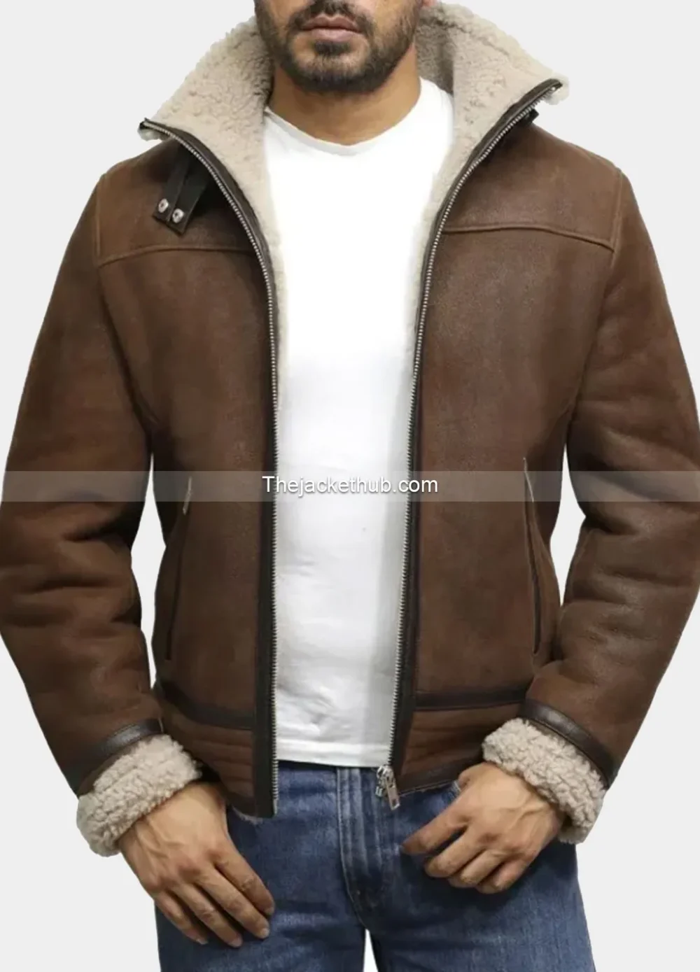 Men’s-Vintage-Brown-Shearling-Leather-Jacket