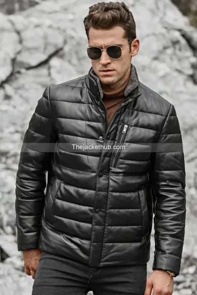 Seattle-Men’s-Lambskin-Leather-Puffer-Jacket-with-Removable-Fur-Collar