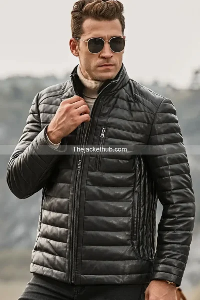 Seattle-Men’s-Leather-Puffer-Jacket-with-Fur-collar