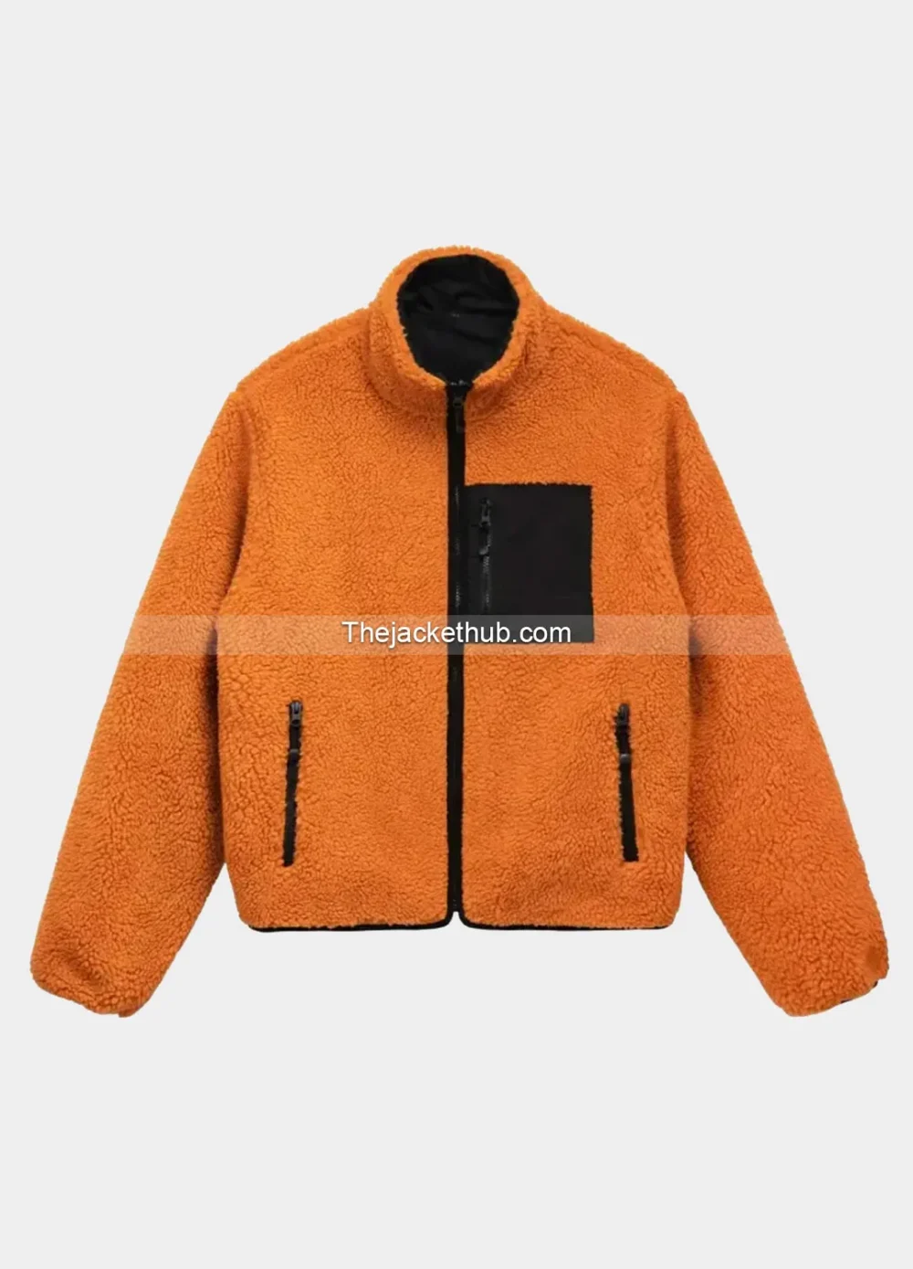 Stussy-8-Ball-Sherpa-Reversible-Jacket-‘Orange’