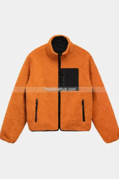 Stussy-8-Ball-Sherpa-Reversible-Jacket-‘Orange’