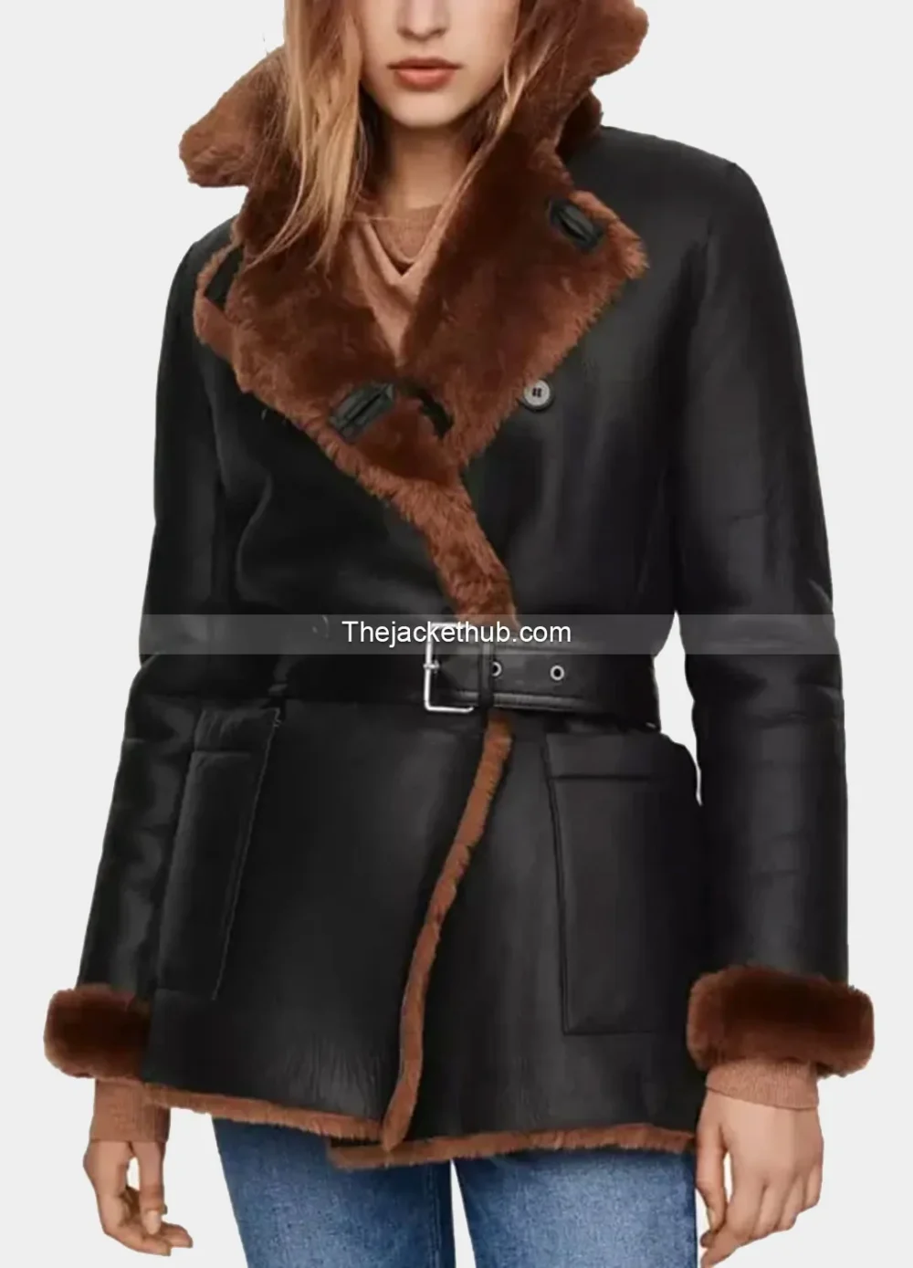 Women’s-Black-Leather-Fur-Shearling-Coat