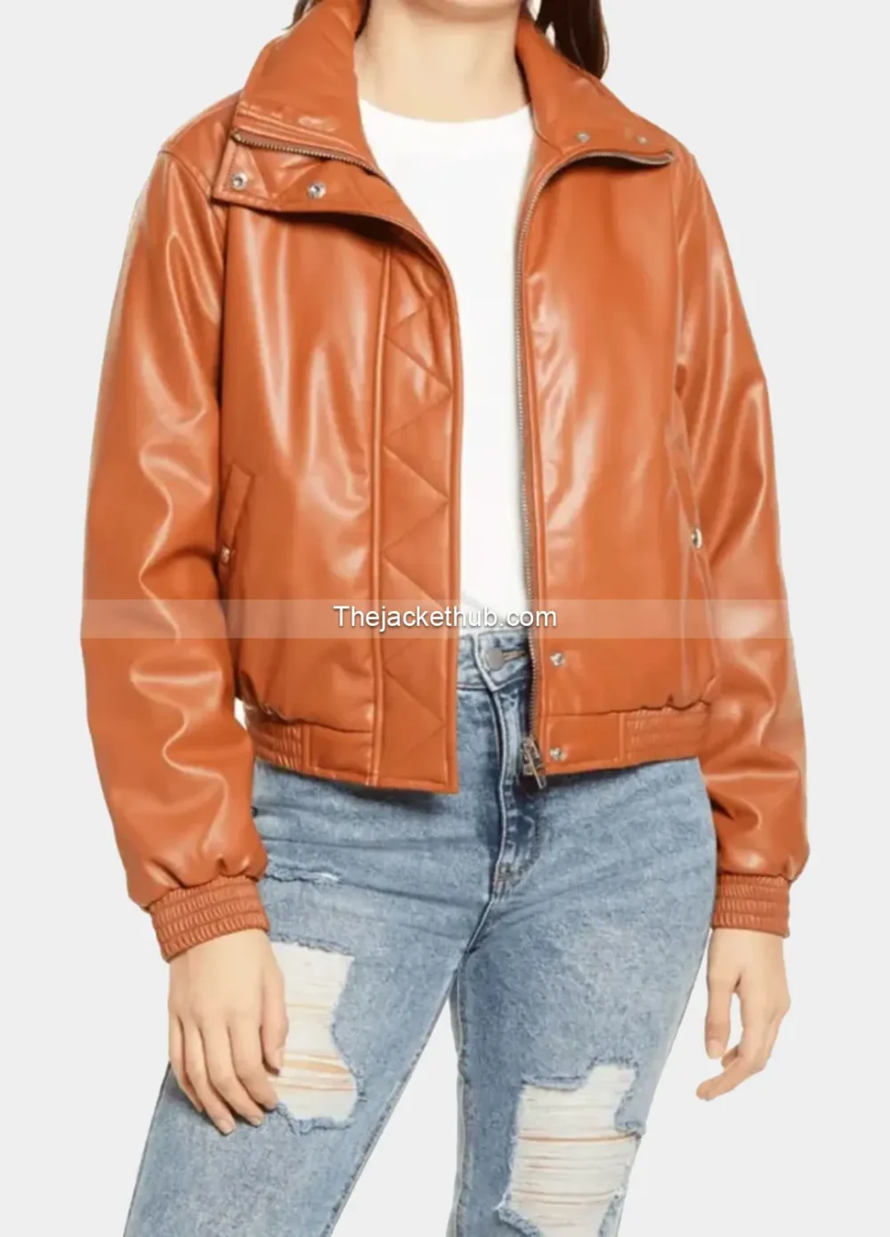 Women’s-Brown-Leather-Bomber-Jacket