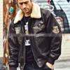 Denver-Men’s-Black-Bomber-Leather-Jacket-Aviator-with-Removable-Collar
